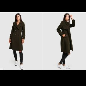 New Belle & Bloom 100% Wool Military Endless Attention Trench Coat Medium Women